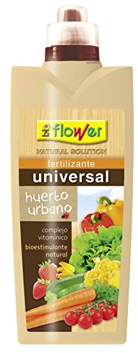 Flower - Fertilizante Líquido Universal | Estimula Crecimiento | Retención de Agua | Ideal Huertos Urbanos | Compatible Tierra y Plantas Verdes, 10.5x6.2x28.5cm, Abono Líquido