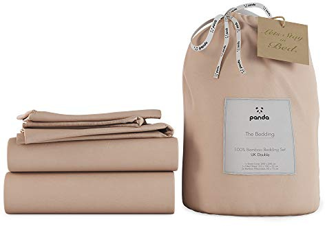 Panda London Bamboo Complete Bedding Set - Eco-Friendly, Hypoallergenic, Full Set for Comfort, UK Double, Vintage Pink