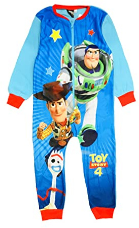Disney Boys Toy Story Onesie, Sleepsuit, All in One Pyjamas featuring Buzz Light Year & Woody, Age 3-4 Years Blue
