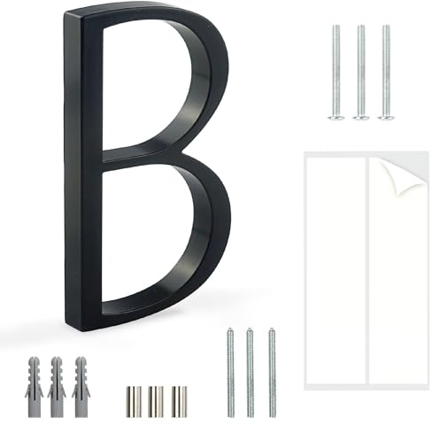 HASWARE Panneau De NuméRo De Maison Flottant: 5 Pouce (12cm) Signalisation De Porte Moderne – Frappant Pour Les Chiffres D'Adresse De Rue (B, Noir)