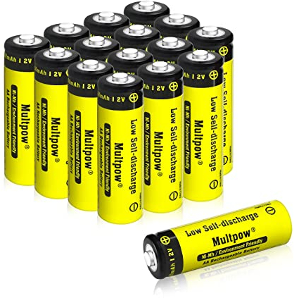 AA Akkus Wiederaufladbar, Batterien AA 2600mAh 16 Stück 1.2v Aufladbare Batterien AA Hohe Kapazität, Geringe Selbstentladung AA Akku Typ NI-Mh Batterien (Gelb)