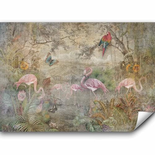 murando - Fototapete Premium-Vlies Retro 450x315 cm Vlies Tapeten Wandtapete XXL Moderne Wanddeko Design Wand Dekoration Wohnzmmer Schlafzimmer Büro Abstrakt Vintage Blumen Tiere