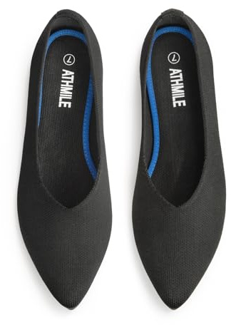 ATHMILE Pointed Toe Flats for Women Dressy Bronze Work Shoes Business Casul Knit Ballet Flats Slip on Office Ladies Comforttable Dress