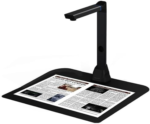 CHANGLKJ Overhead Document Scanner, A3 USB Book Camera with LED Fill Lights, 16 Million Pixel and OCR Conversion Function, Repairs Curved Page Automatically, for Magazines, Books, Documents, Cards