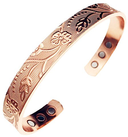 LORNREIN Copper Bracelet for Women, 99.99% Magnetic Bracelet with Flower, Adjustable Tool in Gift Bag