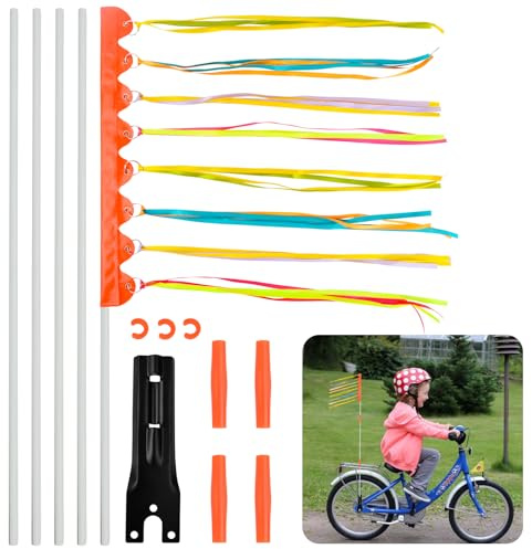 Fahrradfahne Kinder, 180cm Reflektierende Sicherheitswimpel, Fahrradwimpel für Kinderfahrrad, Fahrrad Fahne für Outdoor-Radfahren Sicherheit