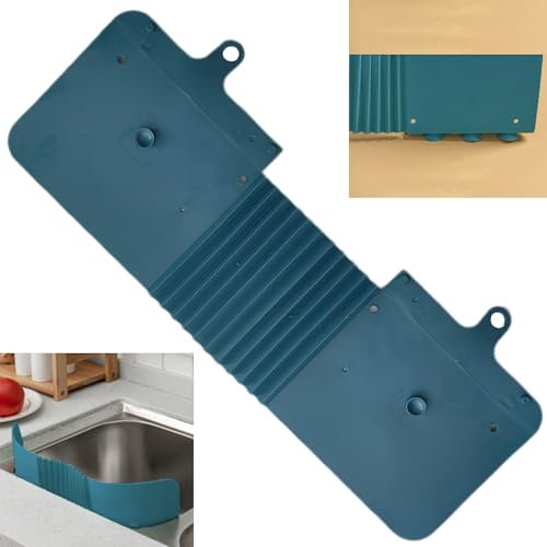 syiyunran Protector contra Salpicaduras Fregadero - Azul Oscuro, 1 Pieza, Alfombrilla de Silicona Plegable para Grifo, Reutilizable del Frega, Apto Encimera BañO Cocina Salpicaduras Protectores