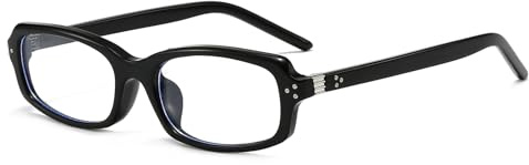 LJCZKA Small Rectangle Blue Light Glasses for Women Men Rectangle Computer Glasses Narrow Frame Anti Eyestrain for Reading Texting Gaming