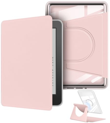 360 graders roterande fodral för 7 Kindle Paperwhite (12:e generationen-2024-utgåva), löstagbar magnetisk design, skyddande justerbar stående fodral Genomskinligt bakstycke med automatisk vila