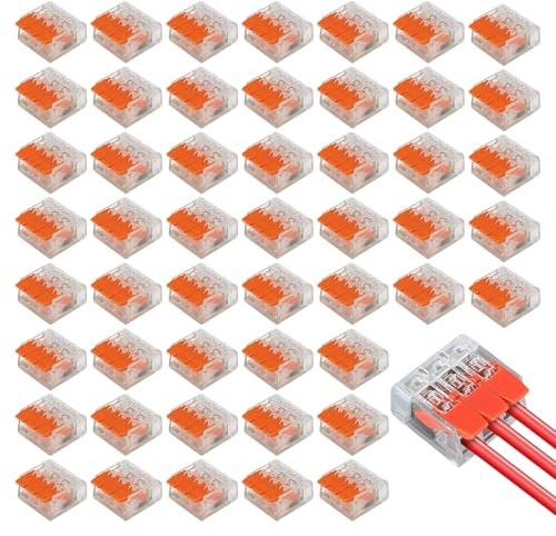 50 Pièces Connecteur Electrique 3 Entrées, Borne de connexion 3 fils Bornes de Connexion Connecteurs Électriques Borne de Boîte Connecteur de Fil Compact Pour Fils Solides Toronnés et Flexibles