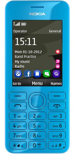 Nokia Asha 206 Smartphone (6,1 cm (2,4 Zoll) Display, 1,3 Megapixel Kamera, GSM, Java, Dual-SIM) blau