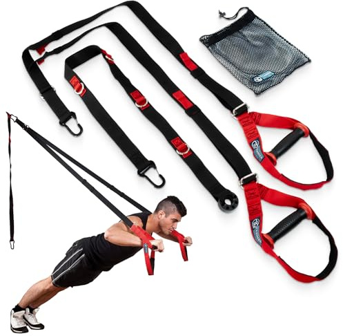 Fitness Mad Suspension Training System | Sling Trainer with Door Anchor | Suspension Trainer for Strength Training & Body Weight Resistance | Full-Body Training – Workout Anywhere