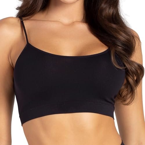 Gatta Sport Basic Top, Sport-BH mit dünnen Trägern, schön, weich, bequem, Fitness, Keine Seitennähte, körpernah (Schwarz, L)