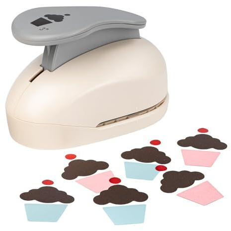 Jumbo punch, cupcake, motif size: 7.3 cm x 4.9 cm, motif hole punch for paper, gift tags, table cards and toppers, colourful birthday cards also for children, extra large