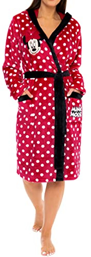 Disney Dressing Gown | Minnie Mouse Ladies Dressing Gowns | Fluffy Women's Robes Red XXL