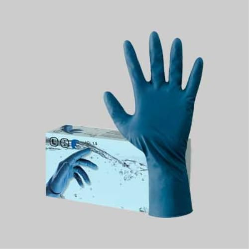 AJSIA - Guanti in Lattice MONOUSO High Risk Colore Blu 50 PZ Super Resistenti (Tg:S,M,L,XL,XXL) (TG.L)