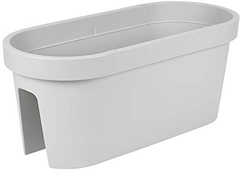 URBNLIVING Large Oval Garden Flower Bridge Hanging Plant Pot Balcony Fence Railing (Light Gray)