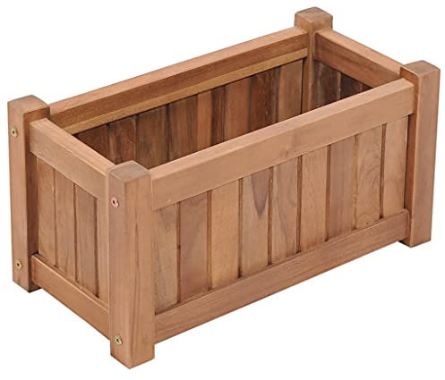 vidaXL Teak Massiv Hochbeet Pflanzkasten Pflanzkübel Blumenkasten Blumentopf Blumenkübel Pflanzbeet Blumenbeet Gemüsebeet 50x25x25cm