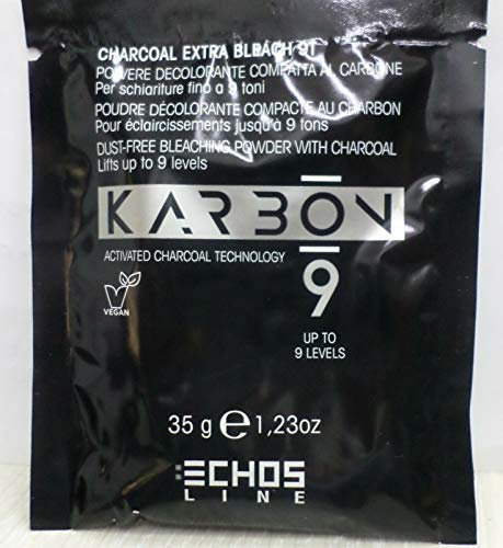 Echos Line Karbon 9 | Polvere Decolorante Al Carbone | Schiarisce Fino A Nove Toni | Bustina 35 Gr