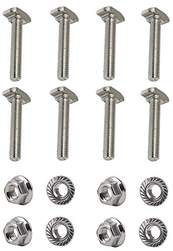 PZRT 8 Set M6 x 35mm Hammer Head Bolt T Screw, M6 Hexagon Flange Nuts Set, Carbon Steel Nickel Plated for 3030 Series Standard 6mm T-Slot Aluminum Profile
