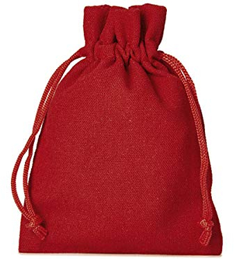 5 Baumwollsäckchen, 40x30 cm, Zertifiziert, Stoffbeutel zum Zuziehen, Geschenkverpackung, Adventskalender, Dekoration, Aufbewahrung, Spielzeug, Geschenkbeutel (Rot)