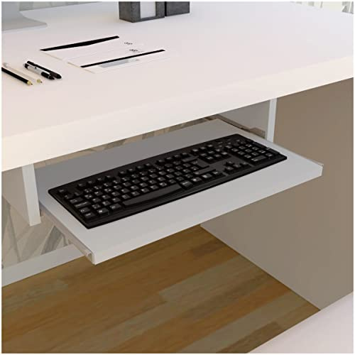 Henor Vassoio Estraibile Porta Tastiera in Legno 55 x 31 x 9 cm per Tavolo sotto scrivania Grigio