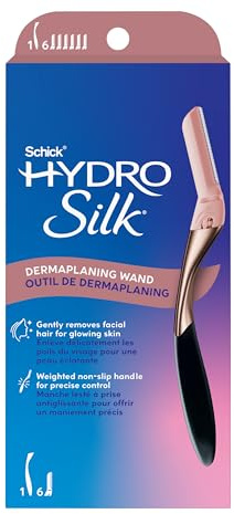 Schick Hydro Silk Dermaplane Razor for Women Face, 1 Handle & 6 Refills
