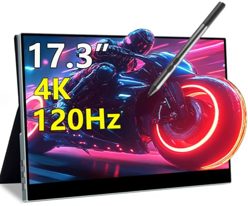 Magedok 17,3 tum 4K 120 Hz bärbar pekskärm, 100 % P3 Mobil Anti-Reflection Eye Care Game Display stöd MPP Stylus USB C Mini HDMI för spelkonsoler, bärbar dator, Mac, PC