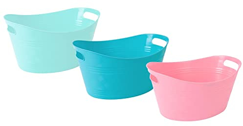 YöL 3 Ice Buckets Outdoor Party BBQ Summer Party Drinks Reusable Ice Cubes Party Supplies Summer Party Pink Blue Green Yellow Purple