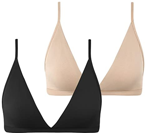 INIBUD Bralette for Women Removable Padded Bra Yoga Seamless V Neck Triangle Adjustable Straps Wireless 2PC-S