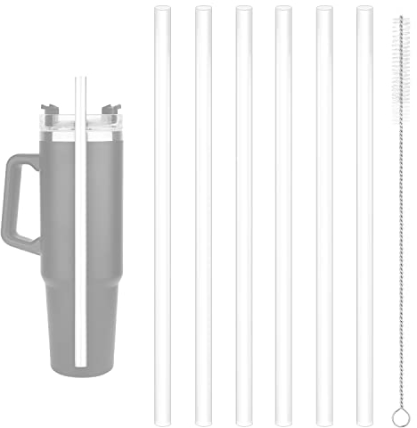 SAVITA 6 Pajitas Reutilizables Largas, Compatibles con Stanley 40 oz, Plástico Duro Sin BPA