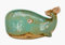 Dekohelden24 Keramik Schale/Teller/Servierplatte, flach, als Wal, Größe: L/B/H ca. 24,5 x 14 x 2,5 cm, Beige,türkis