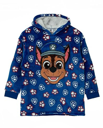 Paw Patrol Pojkarnas blå filt Hoodie | Ge dig ut på Paw Patrol Adventures med denna mysiga VUddie | Perfekt för lek, avkoppling och bekväma dagar |Har en huva för extra värme
