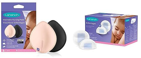 Lansinoh Waschbare Stilleinlagen hellrosa & schwarz - 8 Stück inkl. Wäschenetz & Stilleinlagen Blue Lock, 100 Stück - saugfähiger Kern, komfortabel & auslaufsicher
