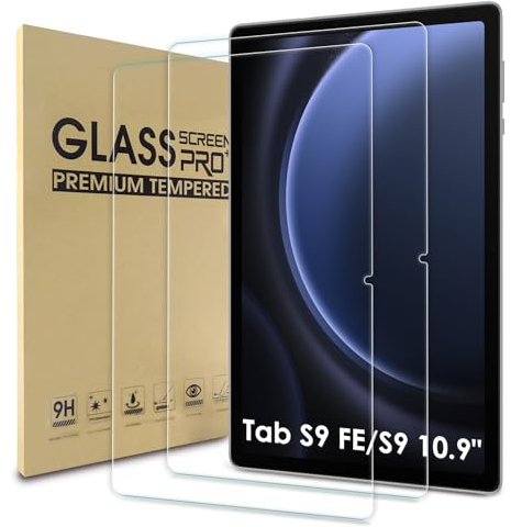 WD&CD 2 Packs Protector de Pantalla Compatible para Galaxy Tab S9 FE SM-X510/SM-X516B, 9H Dureza, Alta Definicion, Cristal Templado Film Compatible con Galaxy Tab S9 SM-X710/SM-X716B/, Bubble Free