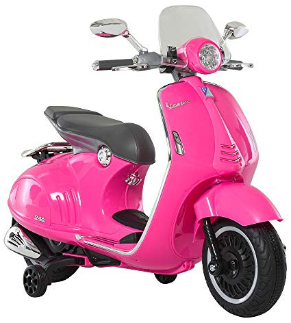 HOMCOM Vespa Elettrica per Bambini con 2 Rotelle, Luci e Suoni, Moto Elettrica per Bambini 3+ Anni, Moto Giocattolo in PP e Acciaio, 108x49x75 cm, Rosa