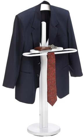 IDIMEX Herrendiener Matteo aus Metall und MDF in weiß/weiß, Stummer Diener mit Ablage und Bügelteil, praktische Kleideraufbewahrung für Anzüge und Hemden