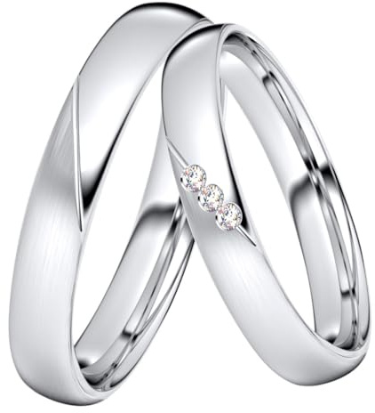 DOOSTI Trauring/Ehering/Partnerring - SWEET Silber 925/- Silber Ring - hochwertiger Silberring - Damen und Herren Variante (Ring ohne Stein, 64)