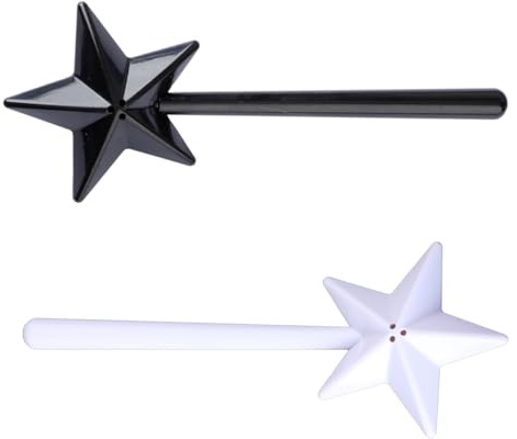 GroveEss 2Pcs Magic Star Wand Shaped Seasoning Bottle, Refillable Salt and Pepper Shakers, Cute Stars Stick Seasoning Container, Condiment Set for BBQ, Camping, Home, and Restaurant