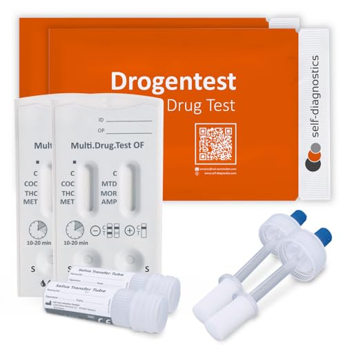 2x self-diagnostics Test rapido salivare Multi 6-in-1 self-diagnostics – Kit rapido per il rilevamento di 6 droghe nella saliva