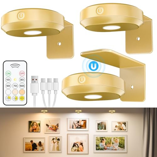 WILLED Luce Per Quadri Senza Filo Ricaricabile, Faretto per Quadri a Batteria, 3 Temperature Di Colore, Quadri Lampada, Applique Quadro Luci per Esposizione Pittura Vetrina