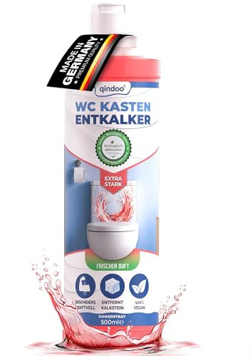 Qindoo WC Spülkasten Reiniger Entkalker, Extra starker Kalklöser für Aufputz und Unterputz Toilettenspülkasten, löst Sclamm und Kalk Krusten der Spülkästen Mechanik (0,5 Liter)