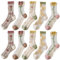 letcdfer Sheer Socks Women GlassSocks Womens Patterned Sheer Pop Sock Womens Lace Ankle Socks Summer Transparent Thin Lace Floral AnkleSocks for Women Girls, 5 Pairs
