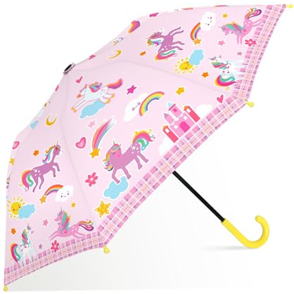 decalsweet Kids Umbrella Children Folding Umbrellas Easy Push/Pull for Toddler,8 Rib Reinforced Canopy Large 32' x 24', Lightweight Cute Design for Girls & Boys