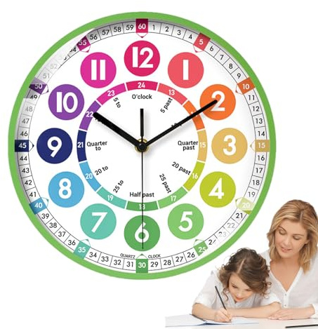 Reloj de tiempo educativo: pantalla de pared a color, reloj de sala de aprendizaje | Gestión del tiempo mejorada, enseñanza para niños, 10 - Guía visual, estudio temprano en el aula, práctica de
