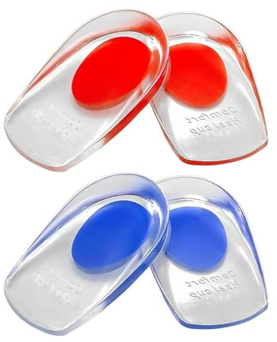 2 Pairs Gel Heel Cups, Silicone Cushion Inserts for Plantar Fasciitis, Heel Spur & Achilles Pain, Orthotic Gel Heel Cups,Gel Heel Cups and Cushions Absorbing Support