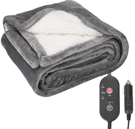 Couverture Chauffante Voiture 12V, 3 Niveaux de Chaleur et Minuterie - Coussin Chauffant Lavable pour Siège Auto - Soulage Douleurs Dos et Règles, Idéal pour Longs Trajets et Hiver (A)
