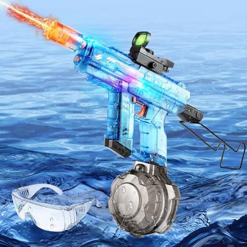 JONRRYIN Pistola Eléctrica, Pistola de Agua Automática 800 ml - Alcance 10 m, Recargable Electric Water Gun con Flash & Sonido, Pistola Juguetes para Niño/Adulto (Azul)