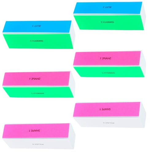GEEHUA 6PCS 4-Way Nail Buffer Blocks, Nail Polishing Block Nails Files Buffers Nails Shine Buffers Grit Polishing Blocks for Home Salon Use