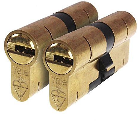 Pair of 45/55 Polished Brass Yale Superior Keyed-Alike Euro Cylinders with 6 Keys / Anti Snap / Bump / Pick / Drill / Pull High Security uPVC Composite Door Barrel Profile Lock
